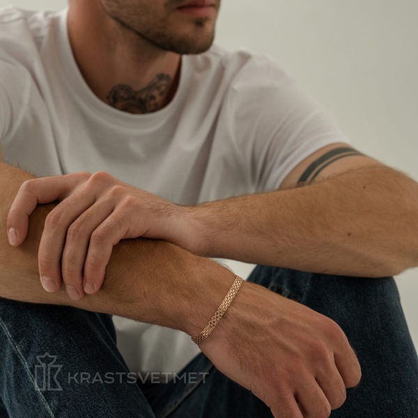 Браслет из красного золота, плетение «Бисмарк двойной»